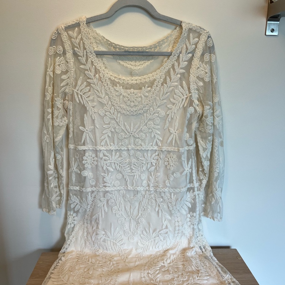 Cream Lace Mini Dress